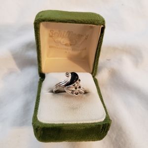 Black Onyx and Marcasite silver 925 ring size 7